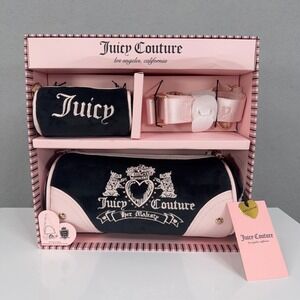 Juicy Couture Heritage Barrel Bag Set Womens Liquorice Logo Y2K Velour Aesthetic